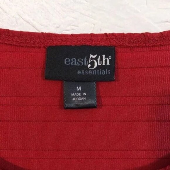 East‎ 5th Essentials Red Textured Knit Top Short Sleeve Crew Neck Shirt - Picture 3 of 11